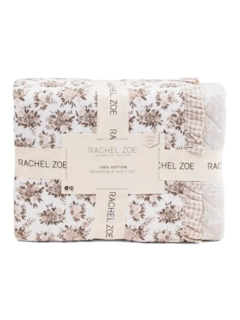 RACHEL ZOE Floral Quilt Set With Ruffle